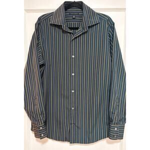 Banana Republic Men’s 15 15.5 M Blue Stripe Dress Shirt Button Front Cotton